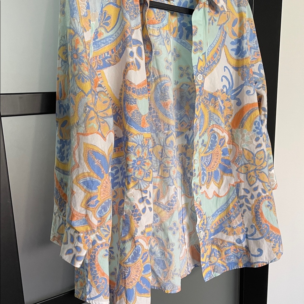 Chico Pastel Colorful Paisley Button-Up Shirt size 2 - Picture 3 of 3